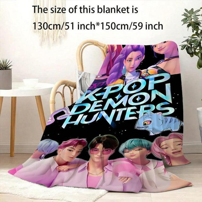 Cartoon Anime Character Blanket, Home Decor Throw, Office Nap Blanket, Sofa Blanket, Best Gift For Friends And Family,Zoey,Mira,Rumi,Huntrix,Sajaboys,Gift For Kids, Gift For Men & Women, K-POP Demon Hunters Merch
