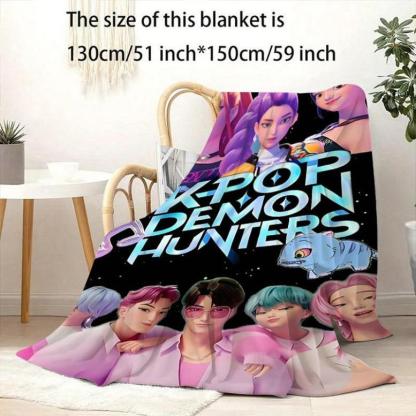 Cartoon Anime Character Blanket, Home Decor Throw, Office Nap Blanket, Sofa Blanket, Best Gift For Friends And Family,Zoey,Mira,Rumi,Huntrix,Sajaboys,Gift For Kids, Gift For Men & Women, K-POP Demon Hunters Merch