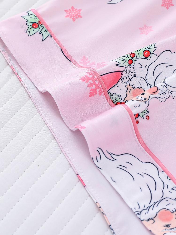 【Christmas】Women's Christmas Pajama Set, Soft Shirt Collar Top & Elastic Shorts, Fitted Casual Home Wear, Holiday Party Sleepwear