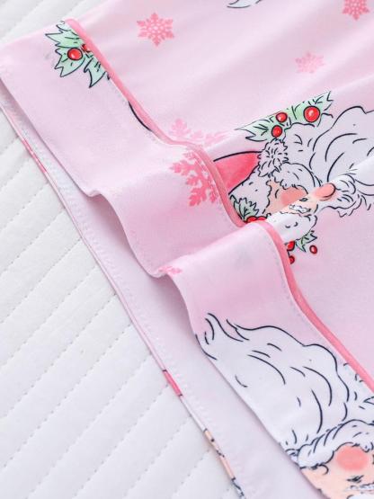 【Christmas】Women's Christmas Pajama Set, Soft Shirt Collar Top & Elastic Shorts, Fitted Casual Home Wear, Holiday Party Sleepwear