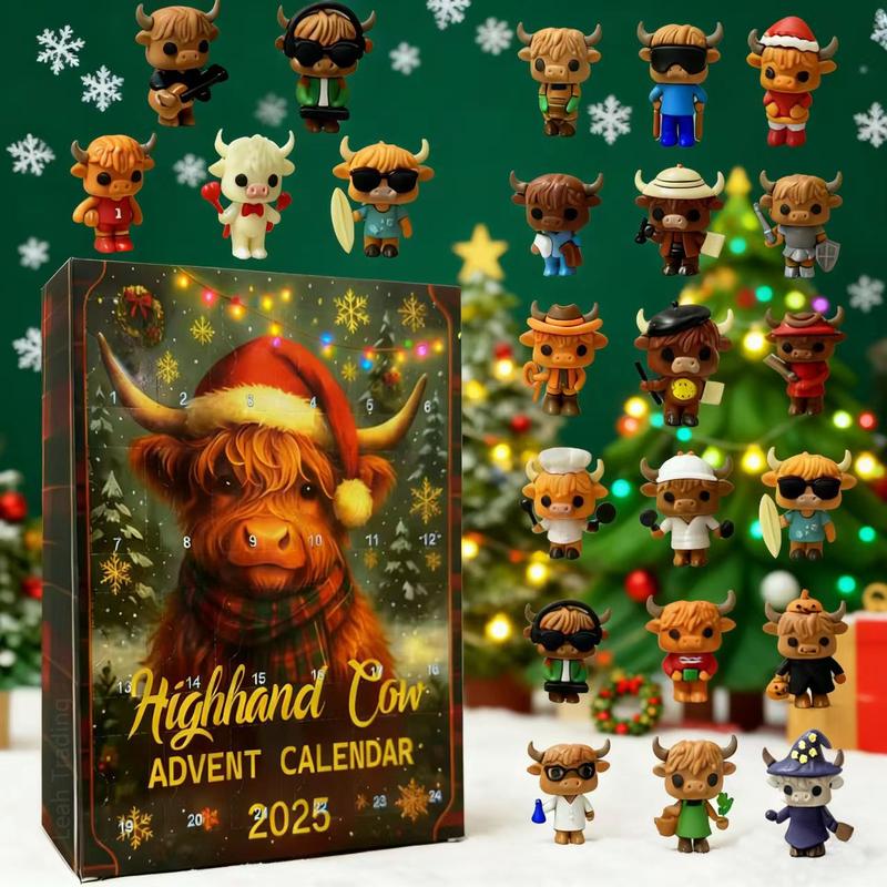 Highland Cow Advent Calendar 2025, 24 Days Surprise Countdown Calendar Gift Box, Perfect for Holiday Decorations and Festive Fun Ideal, Highland Cow Lovers and Christmas Celebrations VNP