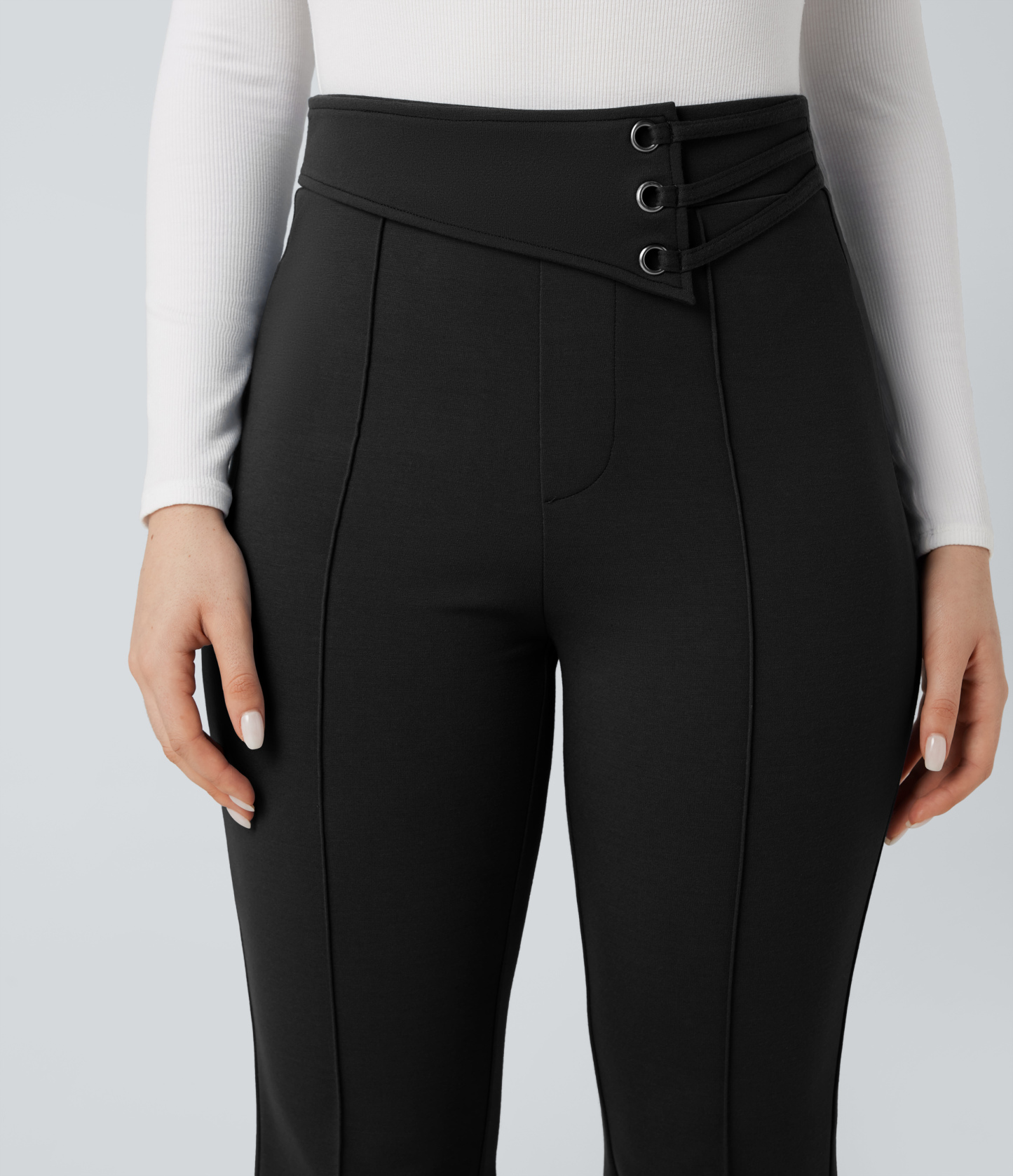 FlexHigh-waisted Work Flare Pants with Pockets