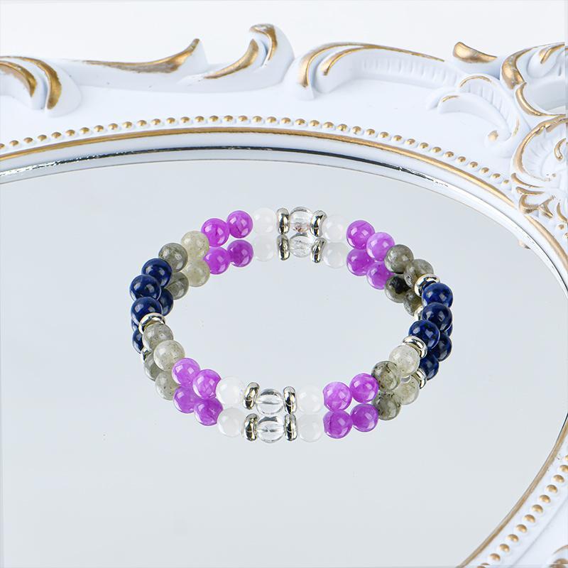 ARPURRAINA Memory Enhancement Crystal Bracelet Homeopathic Focus Clarity Aid 6mm Beaded Stone Jewelry for Determination Concentration Solid Format Elastic Wrist Rosary Adjustable 15-20cm