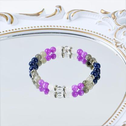 ARPURRAINA Memory Enhancement Crystal Bracelet Homeopathic Focus Clarity Aid 6mm Beaded Stone Jewelry for Determination Concentration Solid Format Elastic Wrist Rosary Adjustable 15-20cm