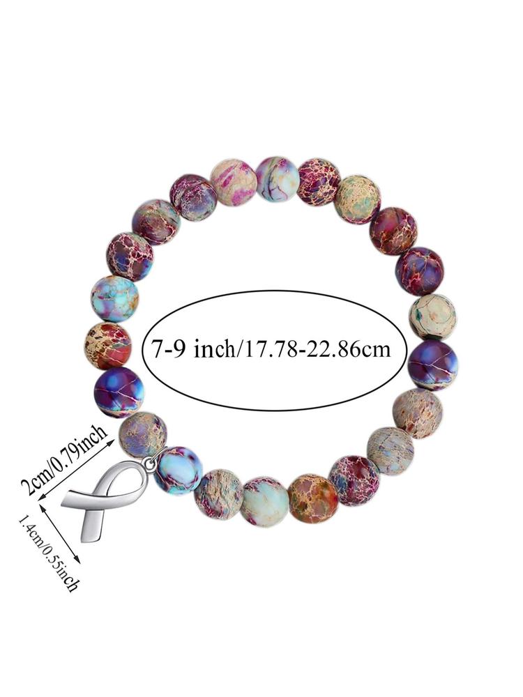 Cancer Survivor Gifts for Men Women, Breast Cancer Awareness Bracelets, Healing Natural Stone Beaded Bracelets, Inspirational Bracelets Gifts for Men Women