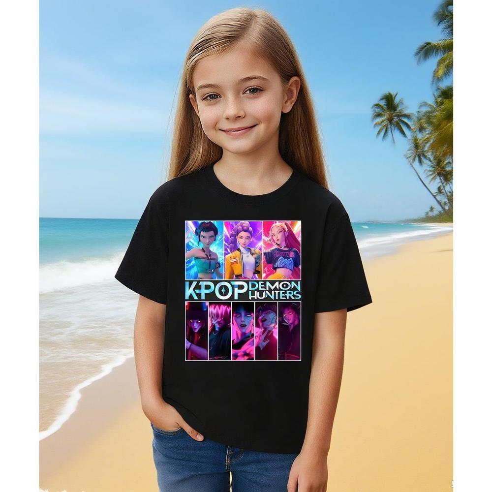 KIDS Hunt-rix K-Pop Demon Hunters Sa-ja Boy Shirt T-Shirts Short Sleeve for Girls Boys,Unisex Kids Graphic Tshirt Tees Tops,Y2K Shirts Kpop Fan Merch Gift,Casual Soft Breathable Lightweight Tee Shirt