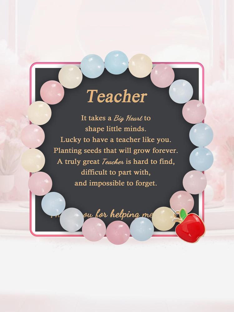 Teacher's Day Gift, Red Apple Bracelet Gift for Teacher, Thank You Gift for Teacher, Christmas Gift for Teacher