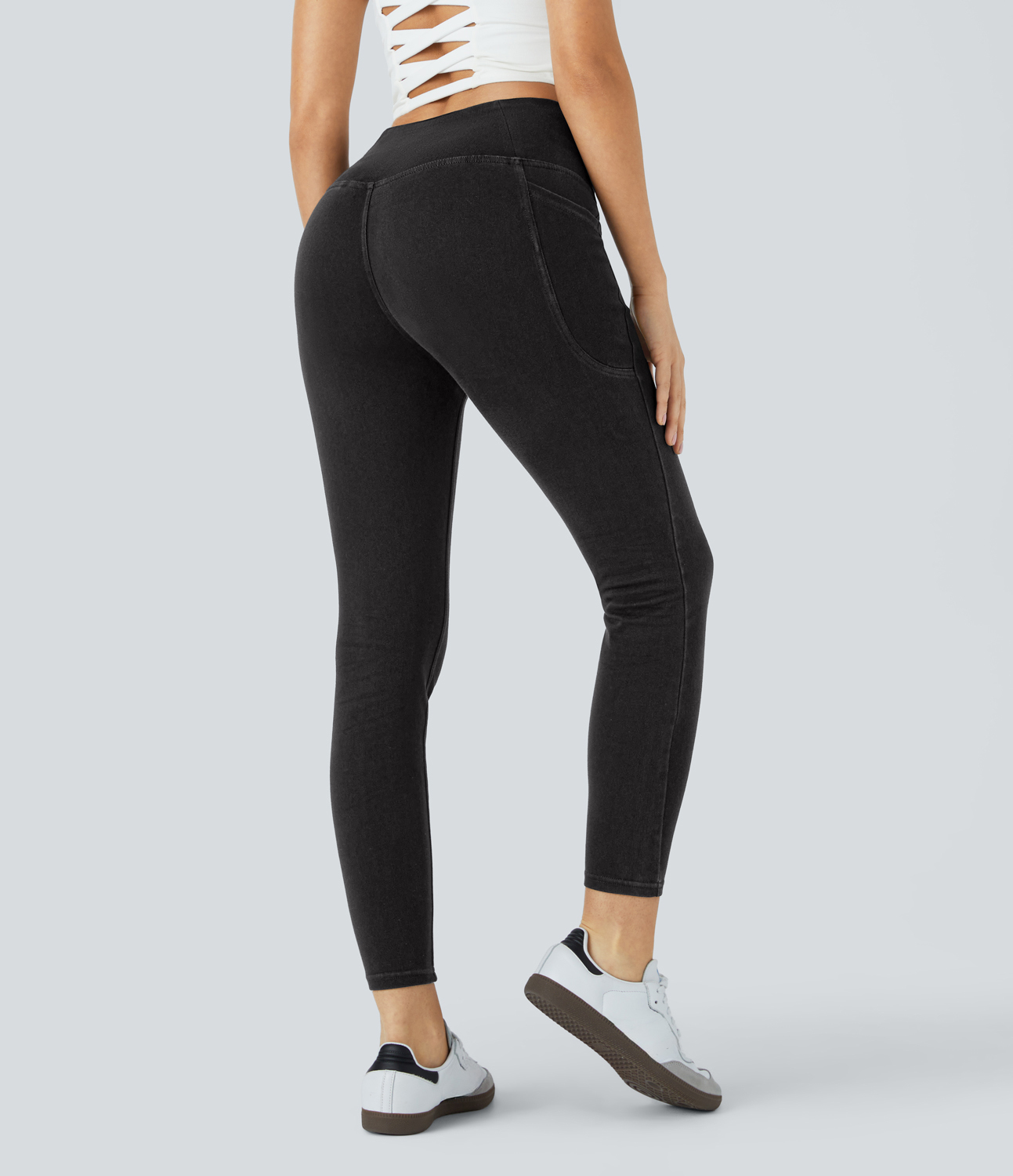 FlexCrossover Pocket Washed Denim Work Leggings