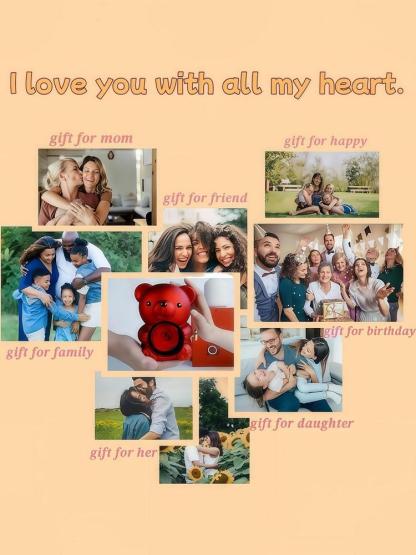 Women's Elegant Heart Design Pendant Necklace with Bear Shaped Rose Gifts Box, Exquisite Trendy Pendant Necklace, Chic Jewelry Set for Girlfriend