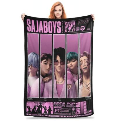 HUNTRIX KPOP Demon Hunters Anime Blanket Cover Flannel Throw Blankets Airplane Travel Portable Ultra-Soft Warm Bedspreads,,Zoey Rumi Mira, Gift For Men & Women & Kids, K-Pop Demon Hunters Blankets