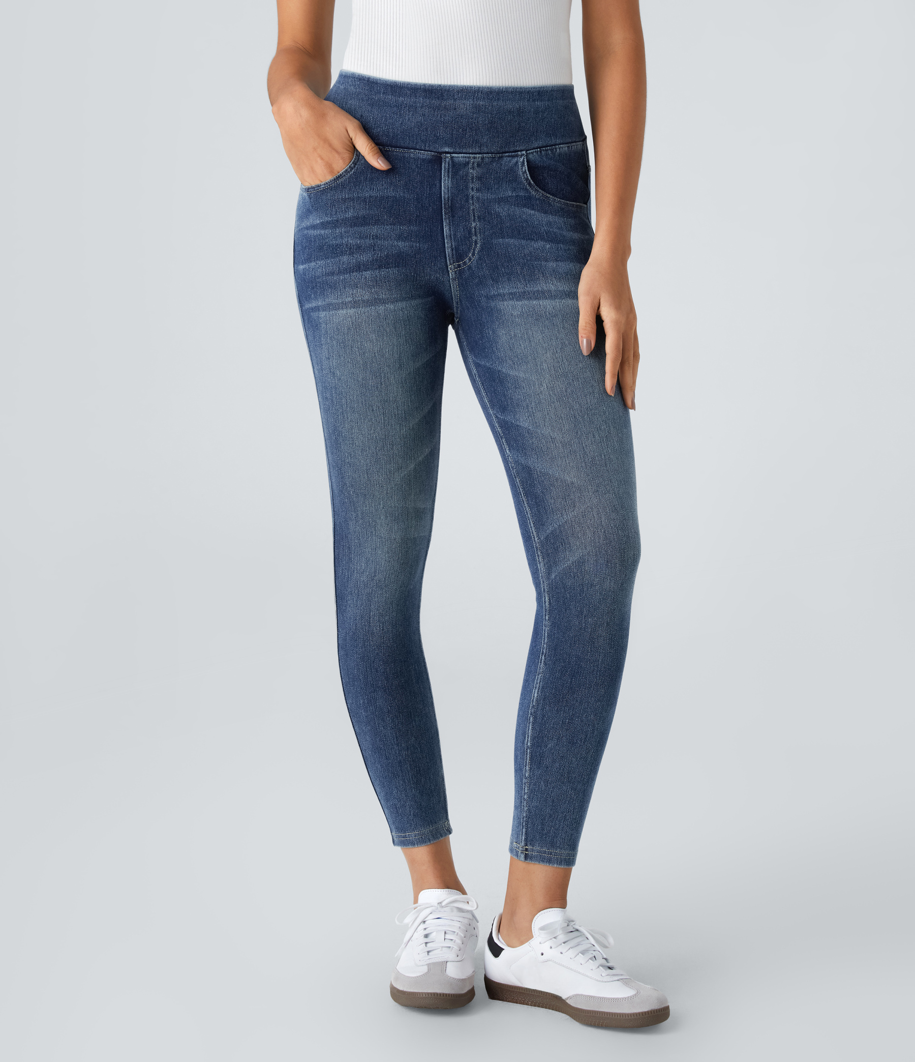 FlexHigh Waisted Pockets Denim Casual Leggings
