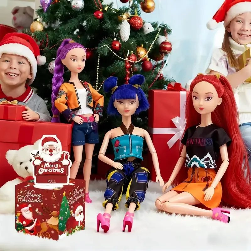 [Christmas gift] K-pop Demon Hunters Anime Action Figure Doll Set of 3 Rumi Mira Zoey 11.5-12 Inches Joint Movable Collectible Dolls for Fans Kids Desk Display Halloween