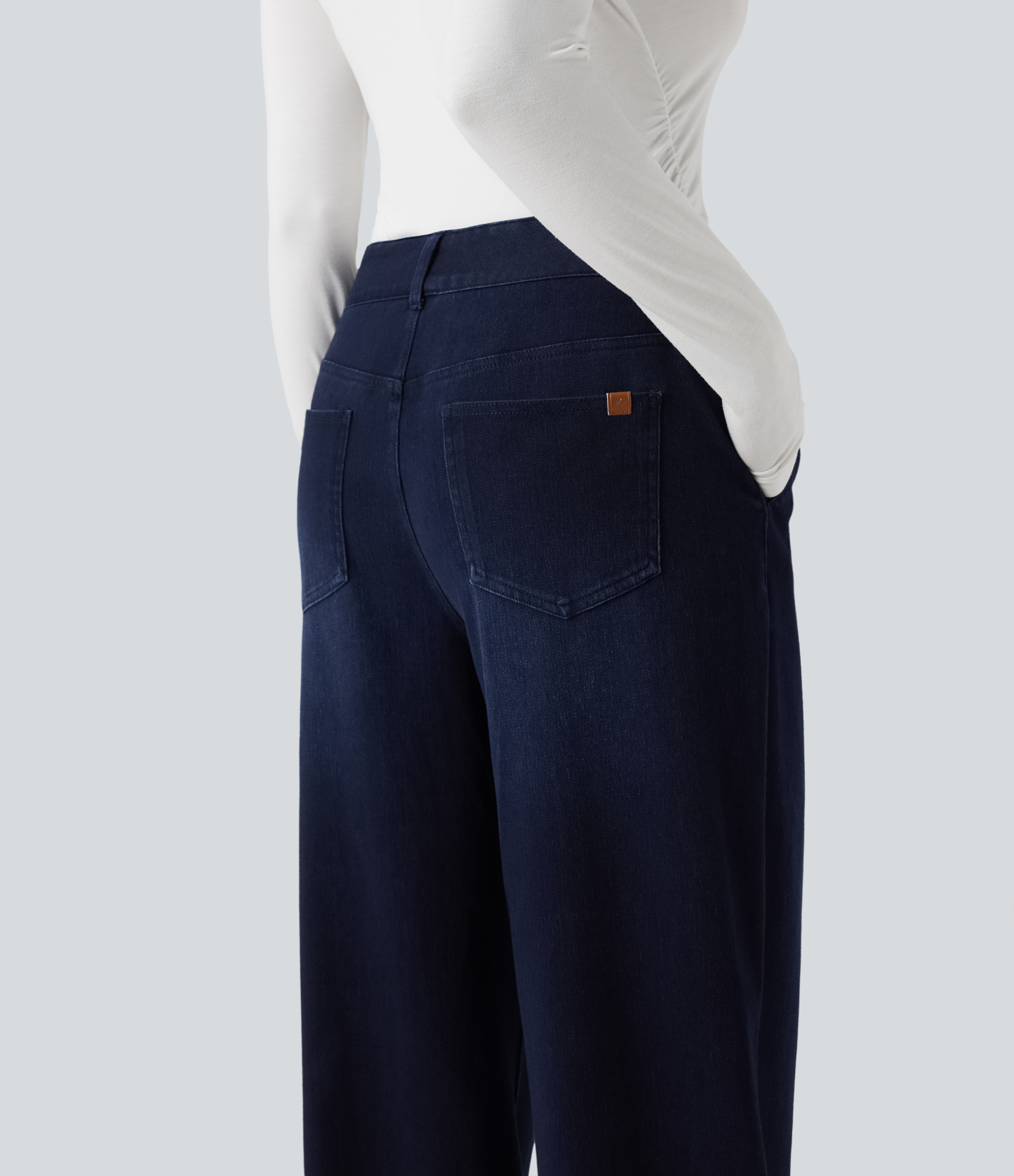 FlexMid Rise Wide Leg Casual Jeans with Pockets