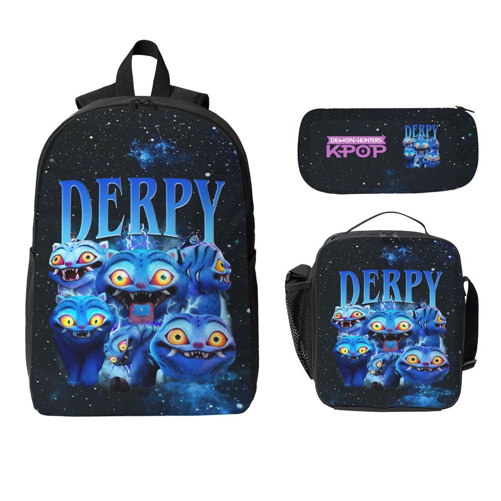 K POP DERPY SAJA BOYS Backpacks for Teens Adults 3PCS School Backpack with Lunch Box Pencil Pouch High College Travel School bag Bookbag Set