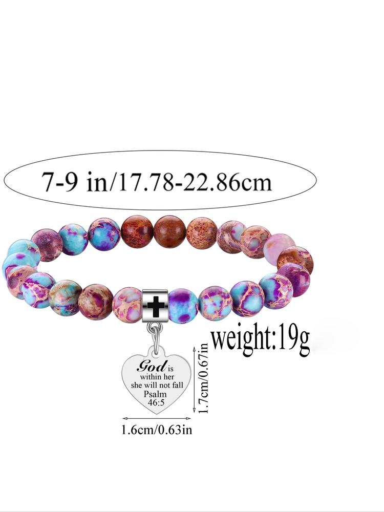 1PC Easter Gift for Women - Natural Stone Bracelet with Bible Inscription, Ideal for Mom, Daughter, Grandma, Girlfriend Girlfriend, Fiancée, Colleague
