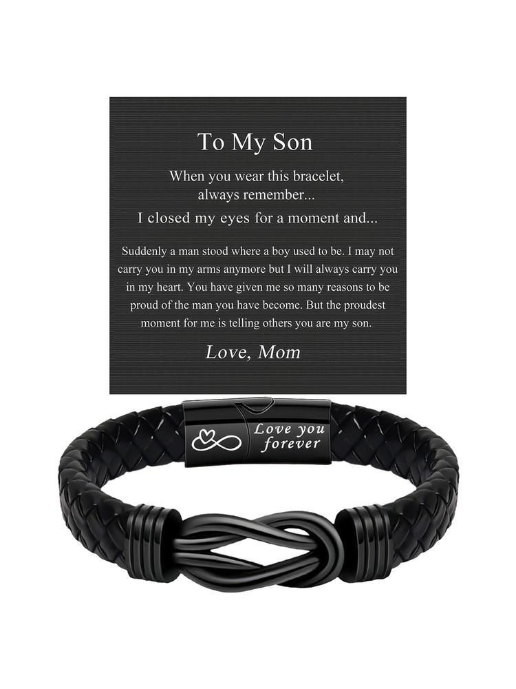 Christmas & Birthday Gift for Son, Meaningful Leather Bracelet for Son from Mom, Stocking Stuff for Son, Casual All-Season Wear, Durable & Stylish Accessory