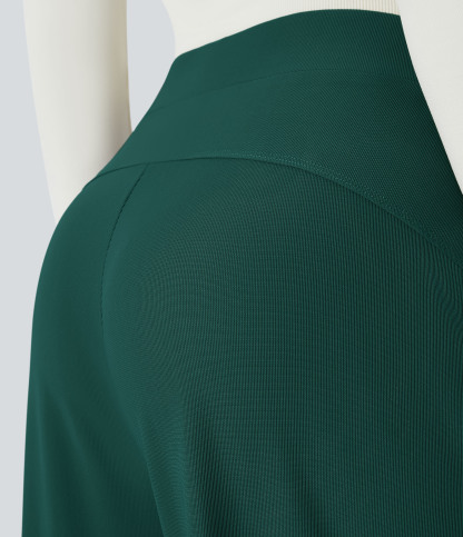 FlexHigh Waisted Body Sculpt Waist-Slimming Pocket Wide Leg Micro Waffle Work Pants