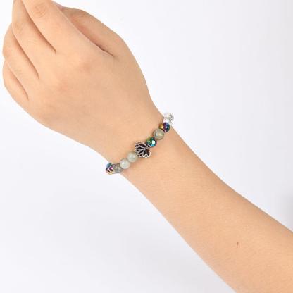 Natural Stone Bracelet  - Sparkling Artificial Crystal Jewelry , Meditation Yoga Lotus Jewelry Gift unity  bracelet pulsera  amatista beaded  jewelry protection bracelet fashion artificial Colorblock Beaded Crystal Bracelet chakra bracelet