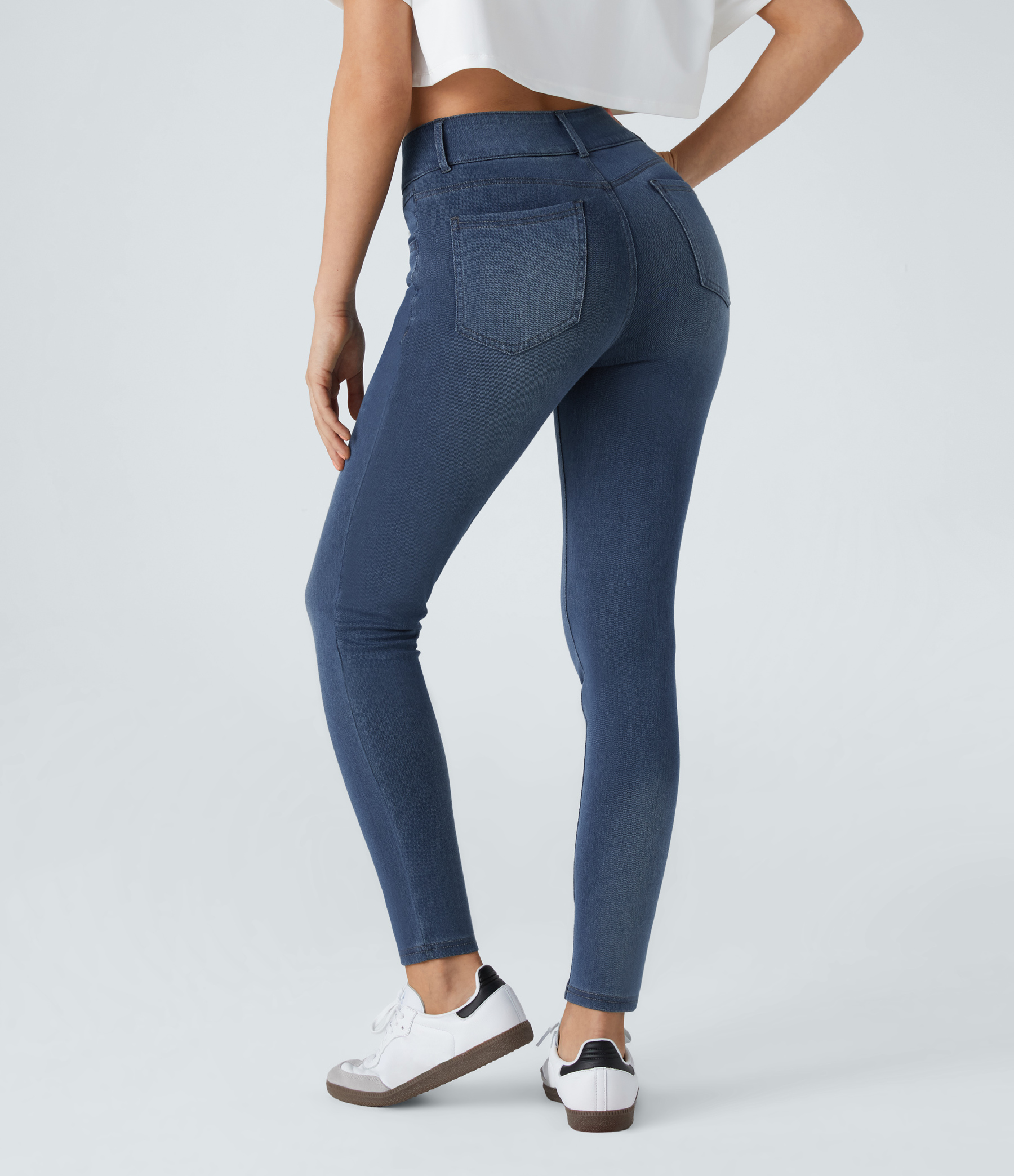 FlexHigh Waisted Zipper Pockets Casual Skinny Jeans