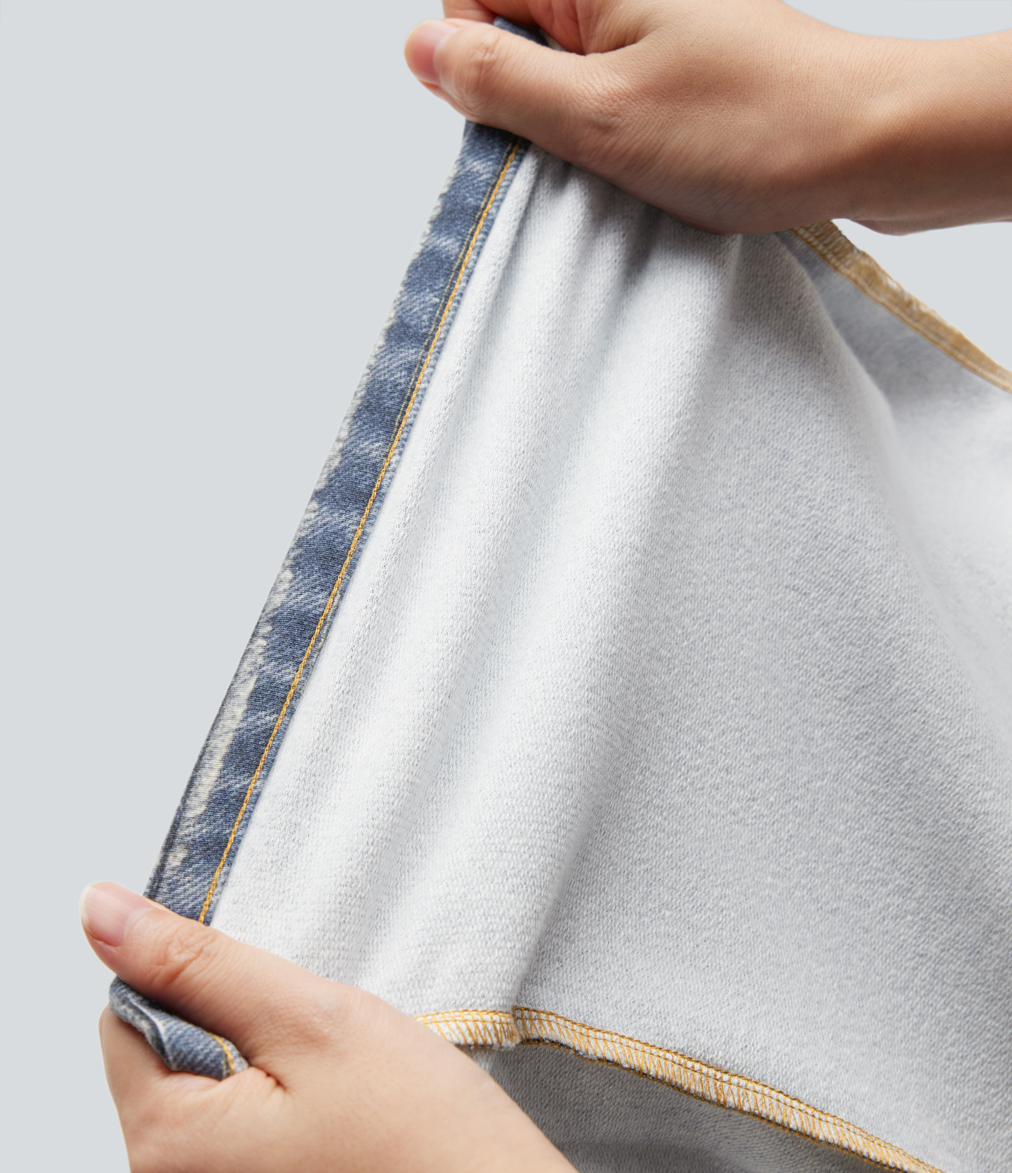 FlexMid Rise Wide Leg Casual French Terry Baggy Sweatpants Jeans with Pockets