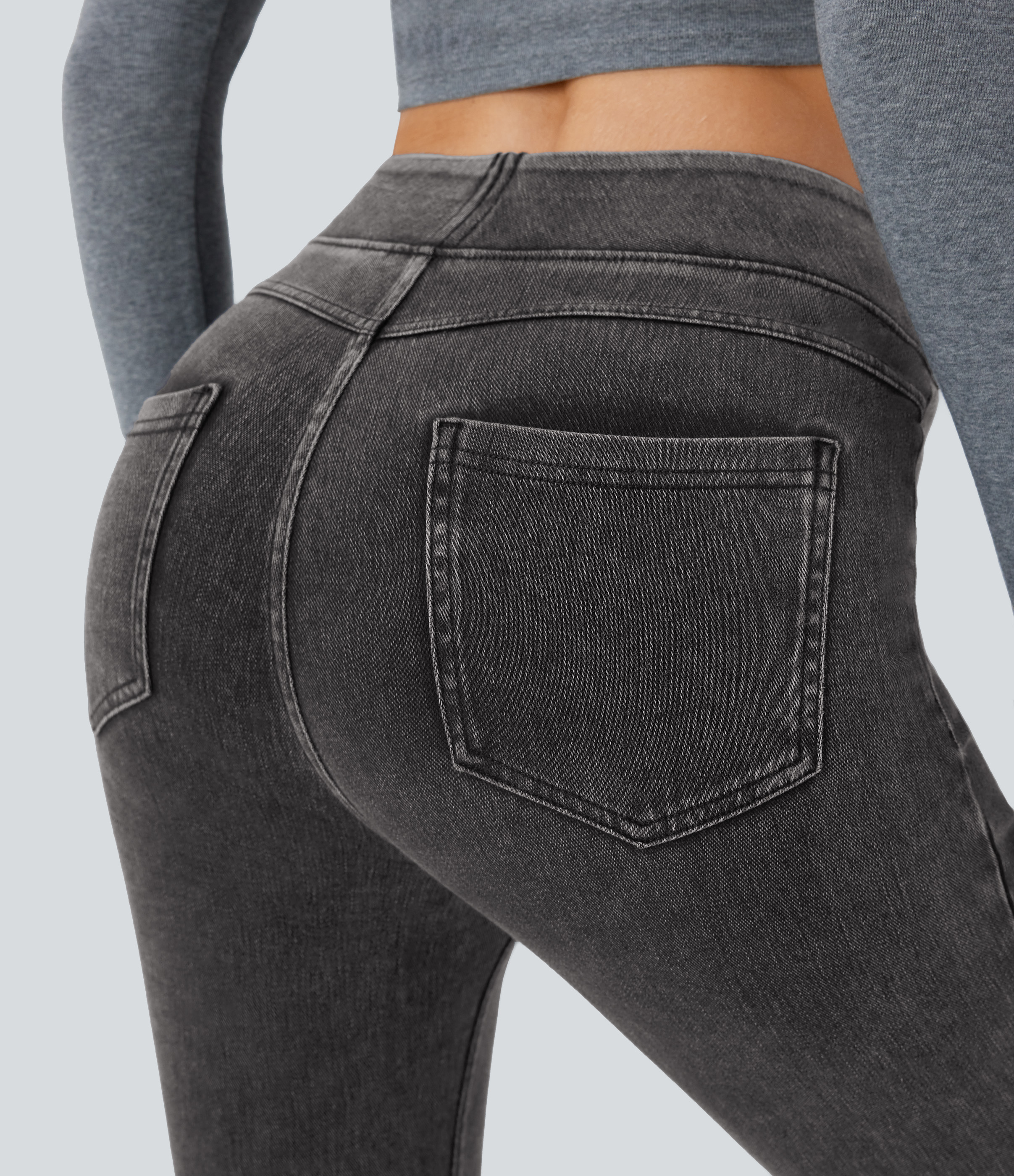 FlexHigh Waisted Pocket Denim Casual Leggings