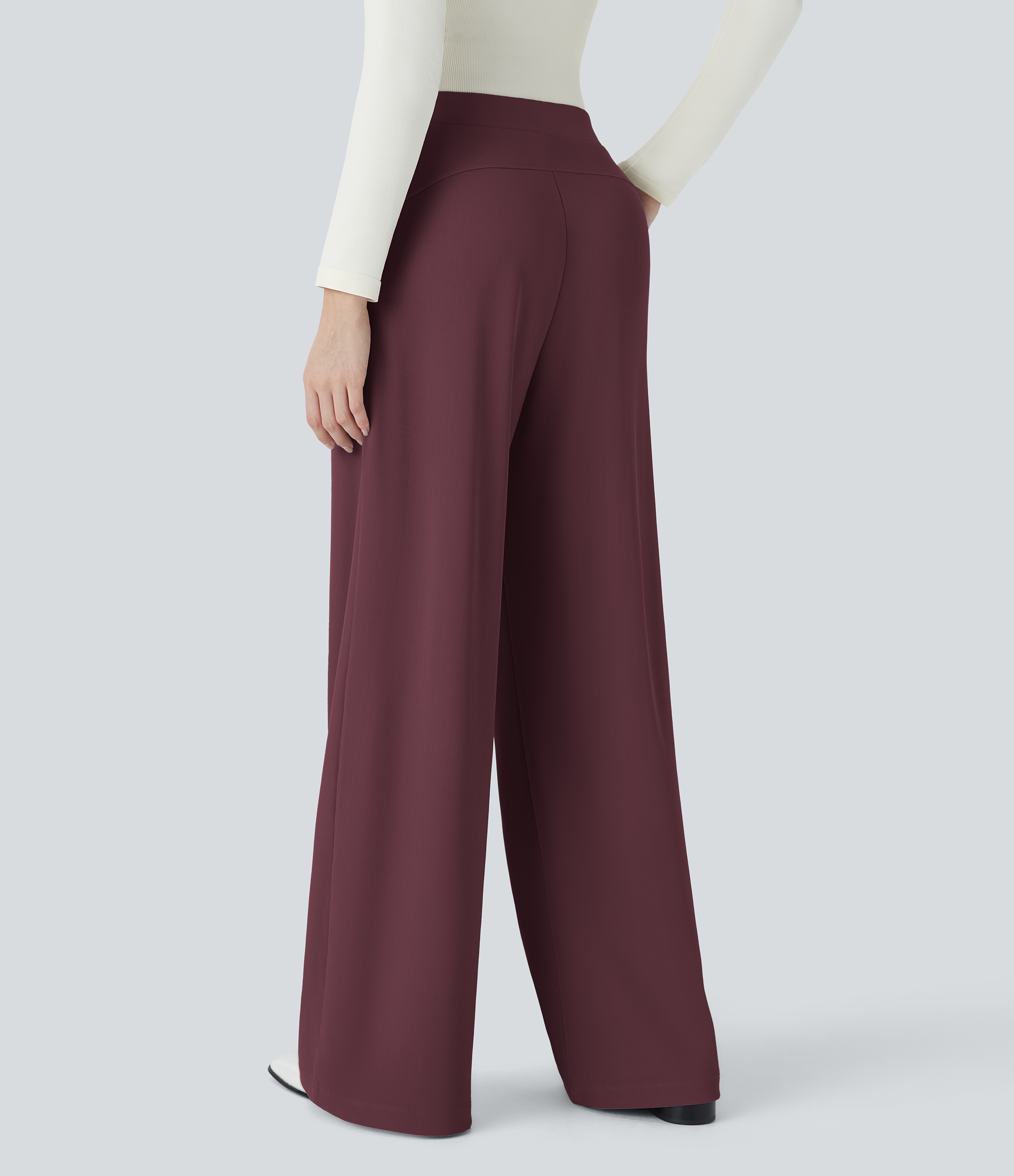 FlexHigh Waisted Body Sculpt Waist-Slimming Pocket Wide Leg Micro Waffle Work Pants