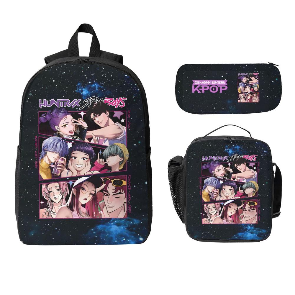 K POP DERPY SAJA BOYS Backpacks for Teens Adults 3PCS School Backpack with Lunch Box Pencil Pouch High College Travel School bag Bookbag Set