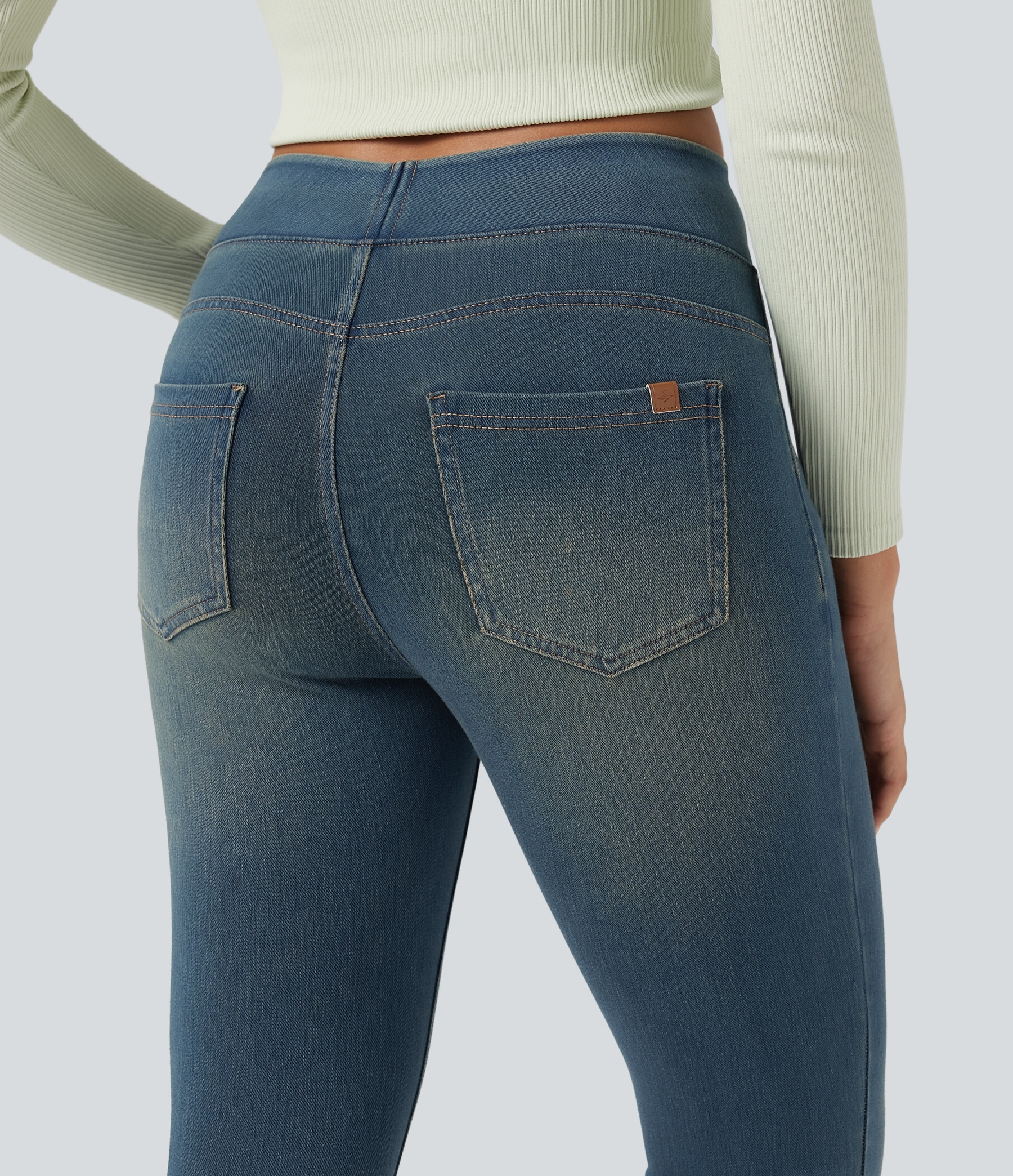 FlexHigh Waisted Pockets Denim Casual Leggings