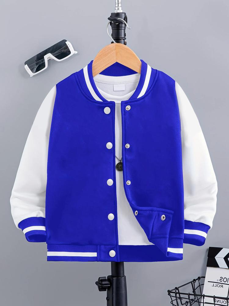 Boys' Spring & Fall Cartoon Bear Print Jacket, Comfortable Casual Sports Outerwear, Fitted Style, Moderate Fabric Thickness