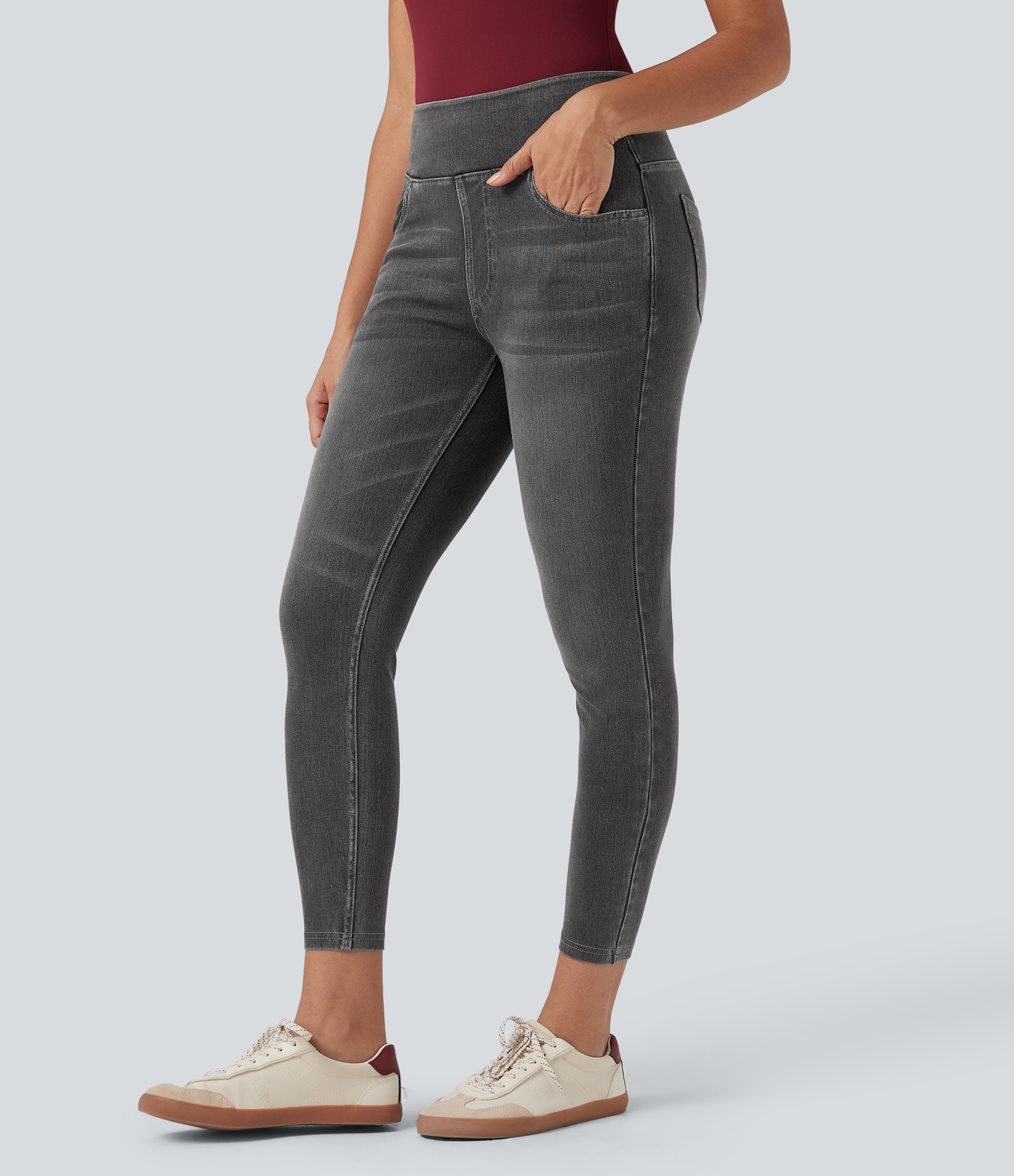 FlexHigh Waisted Pockets Denim Casual Leggings