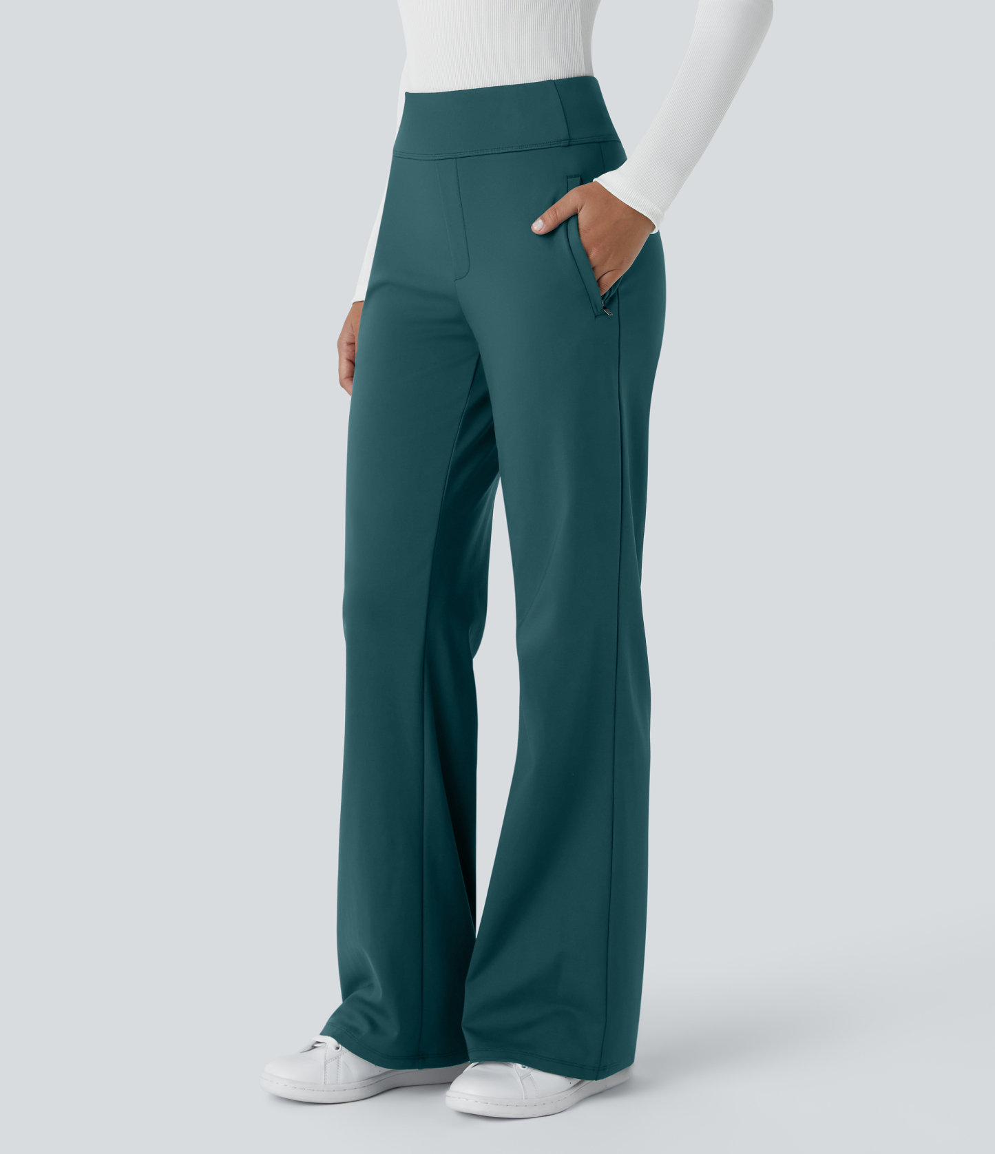 FlexMid Rise Side Zipper Pocket Work Flare Pants