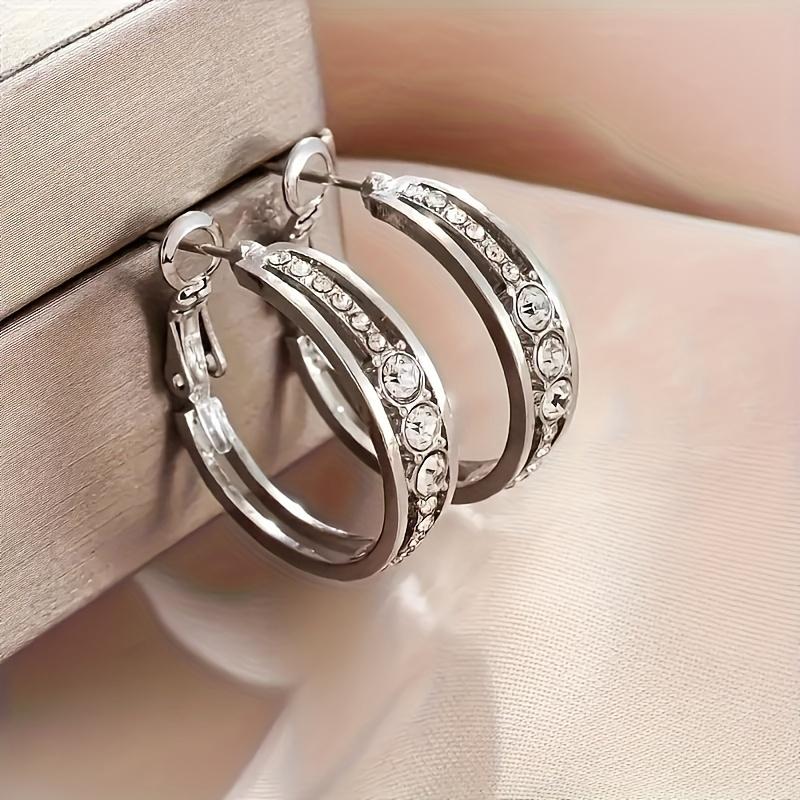 Delicate Round Earrings - Large, Dazzling, Elegant Jewelry Accessory For Everyday, Party Occasions, Alloy Material, No Plating, Perfect Gift Modern Glamour Clean