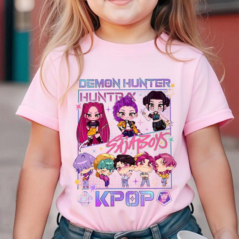 Kpop Demon Hunters T-Shirt, Kpop Huntrix PIN, Saja Boys Shirt, Demon Hunter Merch, Halloween T Shirts, Kpop Tee, Jinu Manga