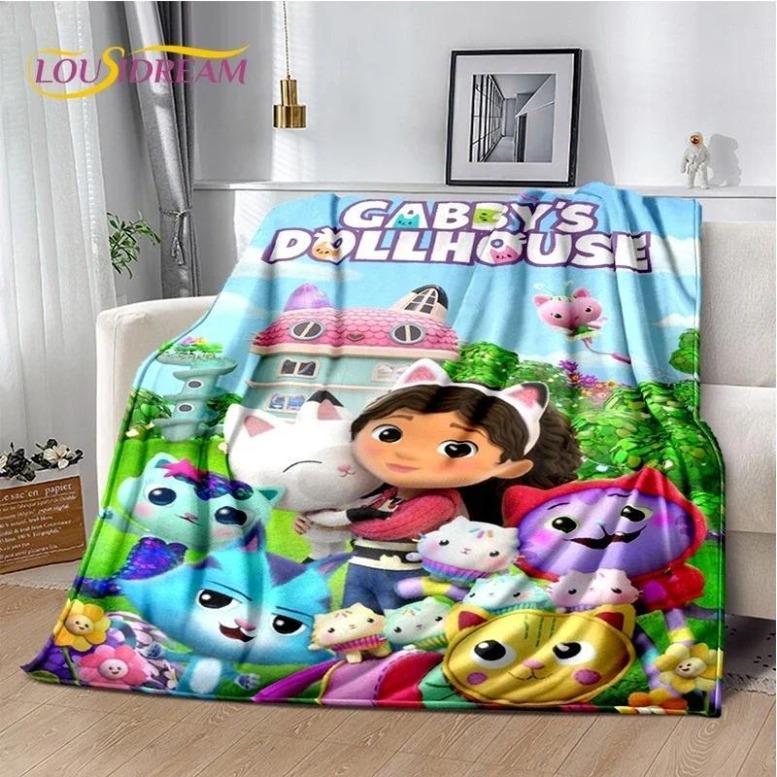 Cartoon Cute Gabbys Dollhouse Girl Soft Blankets,Keep Warm Throw Blanket Comfortable Blanket For Picnic Beds Sofa Home BedroomFlannel BlanketGift For Men & Women, Gift For Kids, Birthday Gift,Christmas,Halloween Blanket