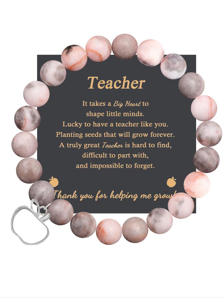 1PC Teacher's Day Gift Bracelet for Men and Women, Perfect Valentine's Jewelry with Adjustable Beads, Includes Gift Message Card for Thoughtful Teacher Gift Ideas