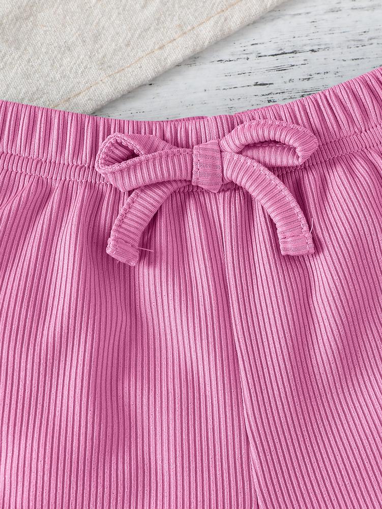 Toddler Girls Outfit Purple Graphic Print Short Sleeve T-Shirt & Shorts Set for Spring Summer Fall Casual Wear