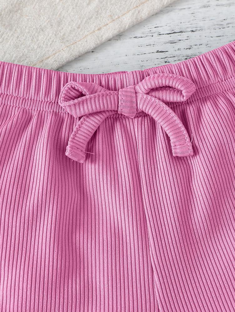 Toddler Girls Outfit Purple Graphic Print Short Sleeve T-Shirt & Shorts Set for Spring Summer Fall Casual Wear