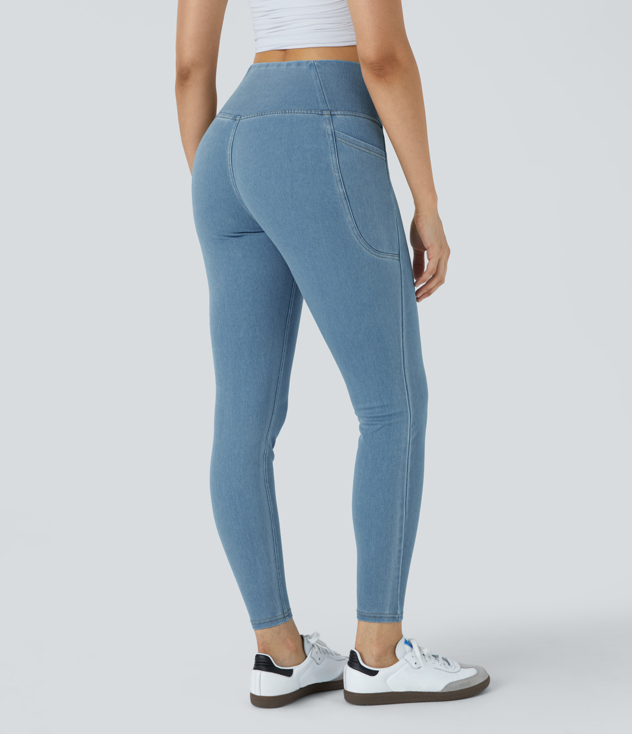 FlexCrossover Pocket Washed Denim Work Leggings