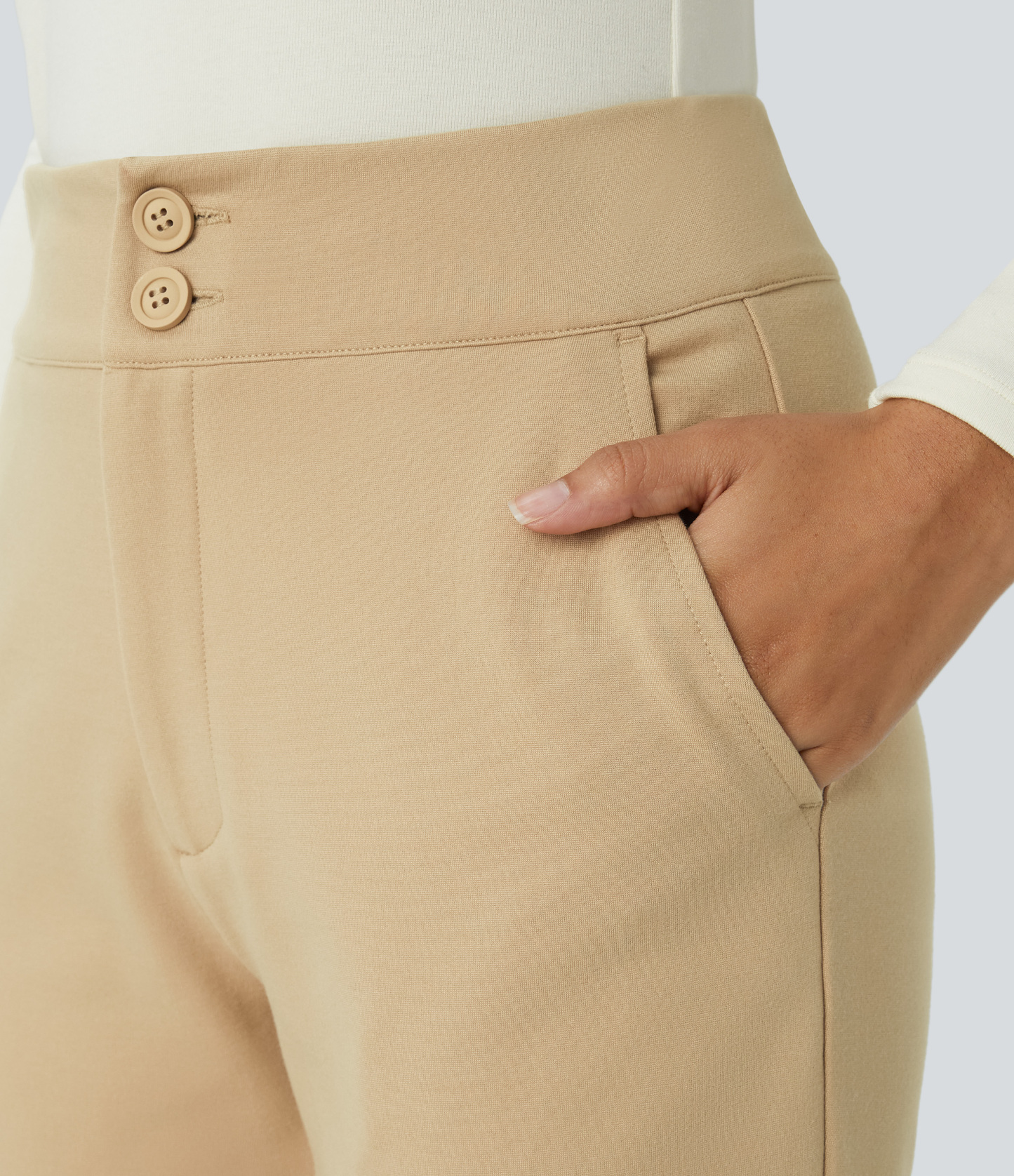FlexHigh Waisted Zipper Pocket Slim Fit Work Pants