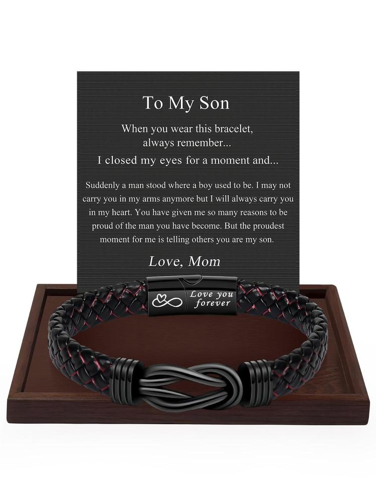 Men's Minimalist Temperament Plain Color Braided Bracelet, Fashionable Leather Bracelet for Son, Trendy All-match & Exquisite Jewelry for Birthday Gift