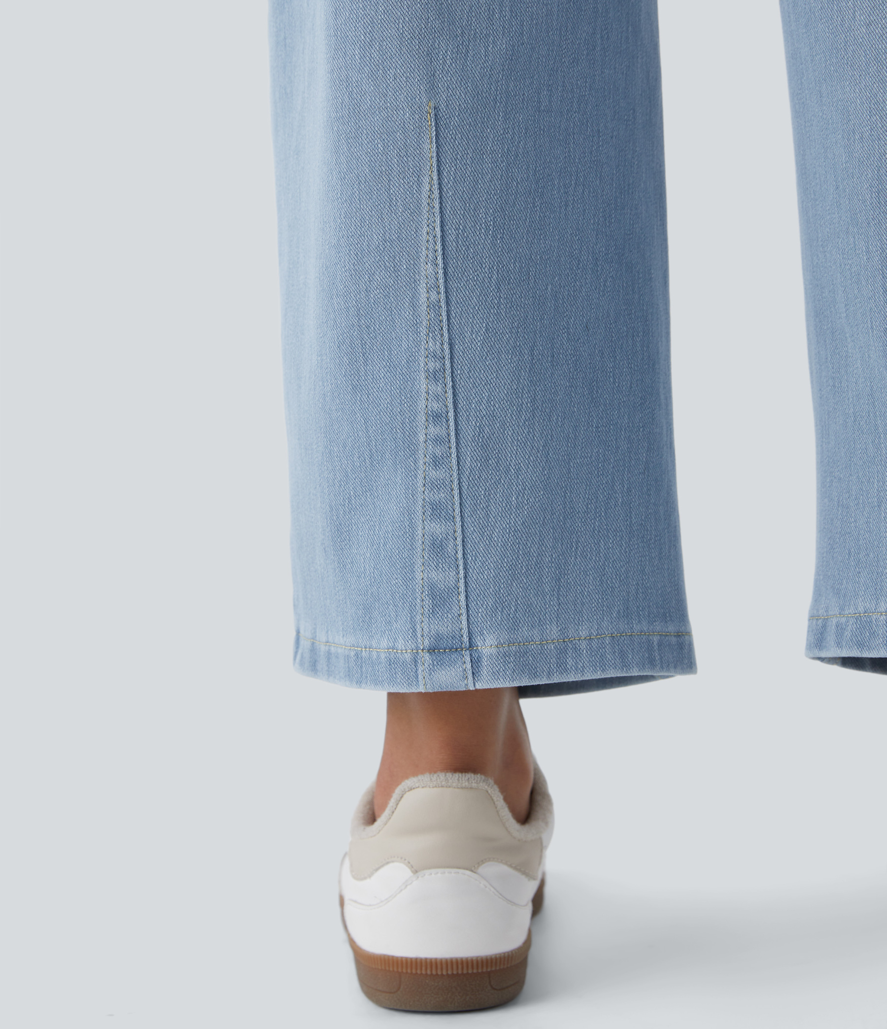 FlexMid Rise Pockets Barrel Leg Casual Jeans