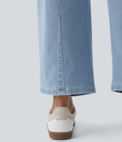 FlexMid Rise Pockets Barrel Leg Casual Jeans