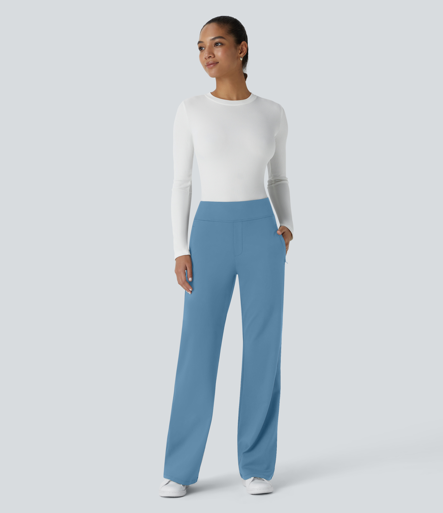 FlexMid Rise Side Zipper Pocket Work Flare Pants