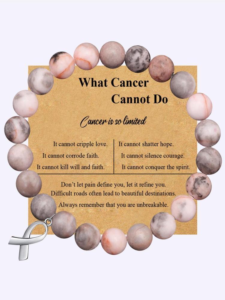 Cancer Survivor Gifts for Men Women, Breast Cancer Awareness Bracelets, Healing Natural Stone Beaded Bracelets, Inspirational Bracelets Gifts for Men Women
