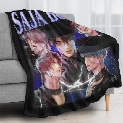 K-POP DEMON HUNTERS Stylized Trio Flannel Blanket - All-Season Comfort Multi-Purpose Printed Throw, Suitable For Sofa, Bed, Office & Home Decor, Perfect Halloween Gift Saja Boys Blanket Jinu Boo Baskets