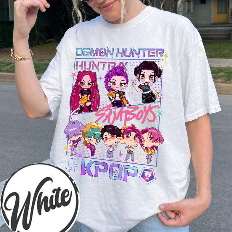 Kpop Demon Hunters T-Shirt, Kpop Huntrix PIN, Saja Boys Shirt, Demon Hunter Merch, Halloween T Shirts, Kpop Tee, Jinu Manga