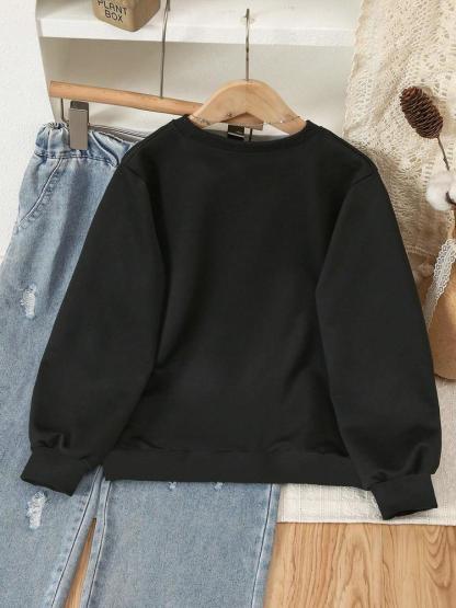 Boys' Spring & Fall Fashion Casual Creative Sweatshirt, Six Seven67 Christmas Series, Gesture Number 67 Print, Long Sleeve, Fitted