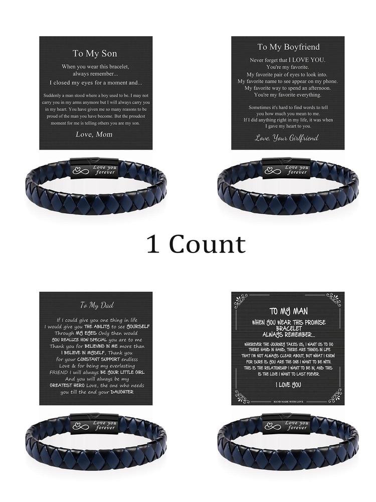 Men's Fashion Letter Pattern Braid Design Bracelet, Casual Trendy Bracelet for Party, Daily Clothing Decor, Trendy All-match & Exquisite Jewelry for Birthday Gift