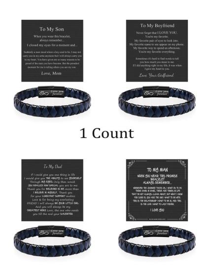 Men's Fashion Letter Pattern Braid Design Bracelet, Casual Trendy Bracelet for Party, Daily Clothing Decor, Trendy All-match & Exquisite Jewelry for Birthday Gift