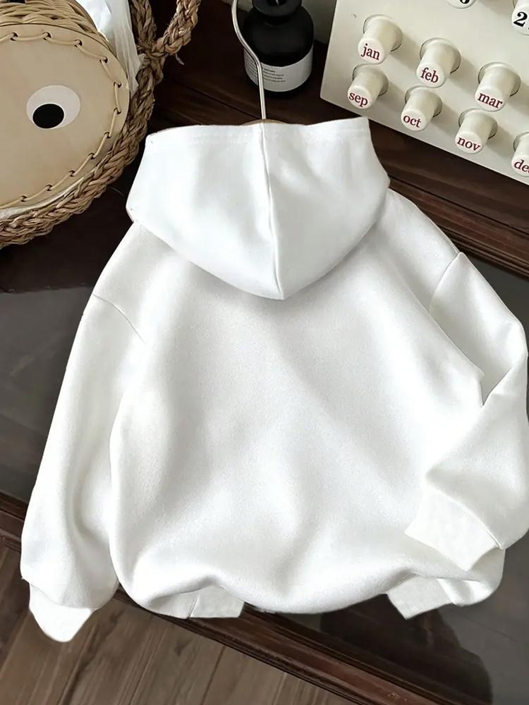 Girls' Spring & Fall Fashion Hoodie, Creative Anime Print Long Sleeve Pullover, Casual Comfortable Trendy Sweatshirt